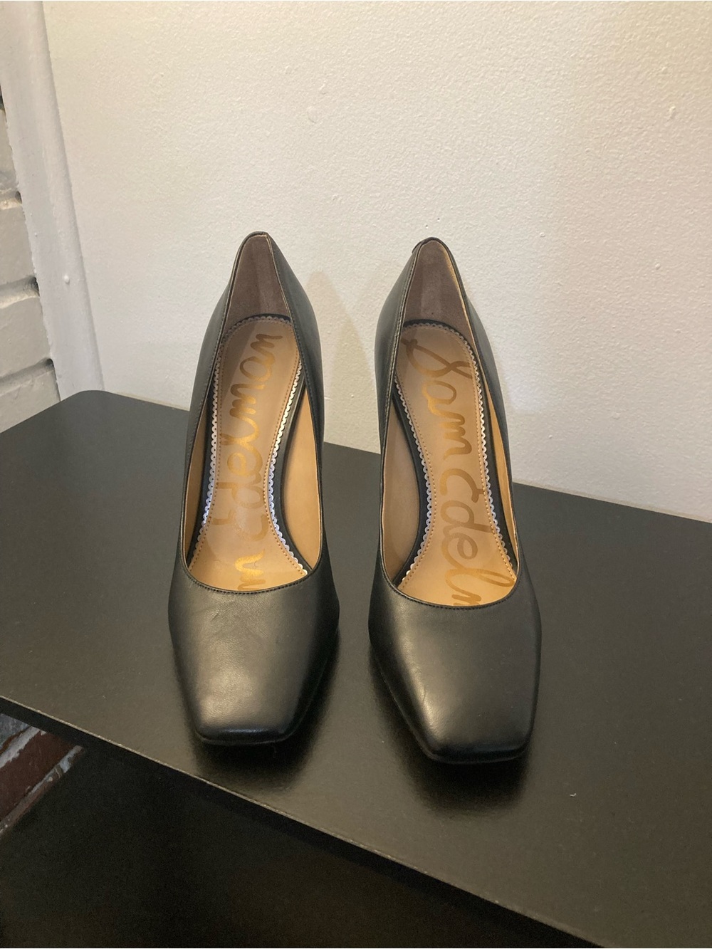 Sam Edelman Black Square-Toe Leather Pumps
